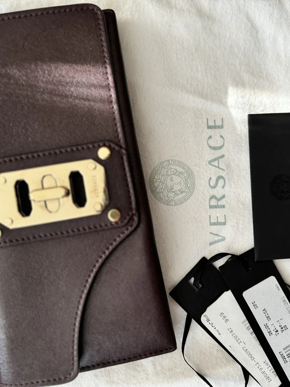 Versace Women's Plum Leather Crossbody with Gold Hardware